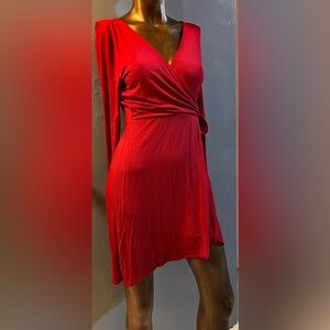 Express Red Long Sleeve Dress